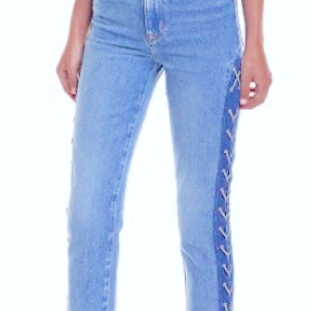 HUDSON Sz28 ZOEEY HI-WAIST CROP STRAIGHT LACE UP JEANS HIGH SPIRITS NWT